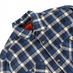 Big Mac J.C. Penney Co. Flannel Shirt Jacket Mens S Blue Plaid Insulated Lined